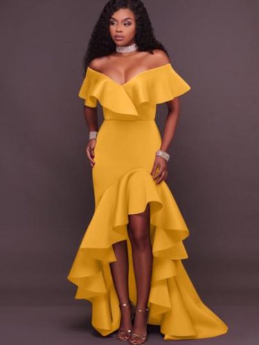 Asym Slash Neck Women\'s Maxi Dress