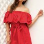 Ruffles off shoulder summer dress Women streetwear sleeveless short dress White sexy vestidos tube b