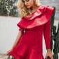 One shoulder ruffle bodycon dress Women elegant long sleeve autumn slim dress Female sexy party club