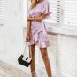 Ruffle strap satin white dress women vestidos 2017 Autumn short sleeve sexy dresses Party o neck chi