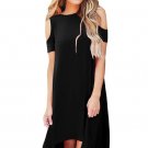 Black Cold Shoulder Short Sleeve High Low Dress