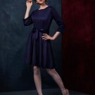 Plain 3/4 Sleeve Lace up Women\'s Vintage Dress