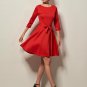 Plain 3/4 Sleeve Lace up Women\'s Vintage Dress