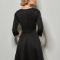 Plain 3/4 Sleeve Lace up Women\'s Vintage Dress