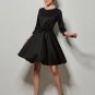 Plain 3/4 Sleeve Lace up Women\'s Vintage Dress
