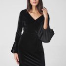 Black Open Back Women\'s Long Sleeve Dress