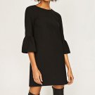 Women Loose Dress Three Quarter Sleeve Dress Solid Casual Flare Sleeve Dress