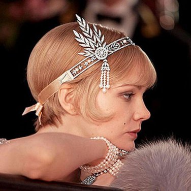 Retail Wedding Set Bridal Great Gatsby Charleston 1920s Vintage Pearls Lace Up Pearl Crown Head Hair