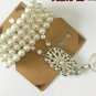 Retail Wedding Set Bridal Great Gatsby Charleston 1920s Vintage Pearls Lace Up Pearl Crown Head Hair