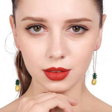 Long chic trendy beach yellow pineapple drop earring accessories women casual fashion female accesso