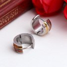 Rose Gold,Gold Silver Color Carved Stripes Huggies Hoop Stainless Steel Earrings  NOV29_45