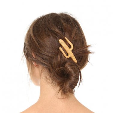 Golden Silver Cactus Hair Accessories Hair Clip Headpiece Hair Head Side Decor Hairdos Jewelry Fashi