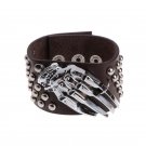 220x40mm Faux Leather Hand Bone Rivets Wide Buckle Wristband Bracelet Punk Rock   NOV24_40