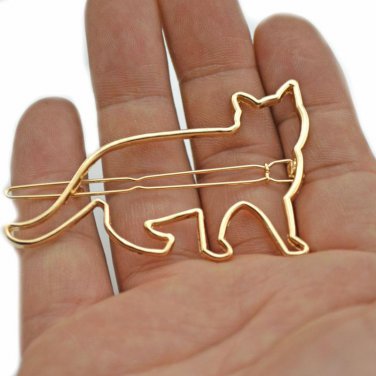 Lot 2 Pcs Gold Plated Hollow Out Cat Hair Clip Hairpin  Barrettes Decorations Jewelry  Hair Accessor