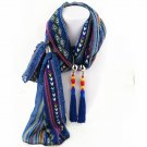 Jewelry Pendant Necklace scarf  Print Chiffon Scarf fringed pendant cloth scarf For Women