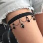 Bridal Wedding Leg Garters Black Lace Harness Belt Water Drop Pendant Harness Necklace Goth Jewelry 