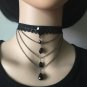 Bridal Wedding Leg Garters Black Lace Harness Belt Water Drop Pendant Harness Necklace Goth Jewelry 