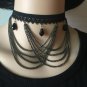 Bridal Wedding Leg Garters Black Lace Harness Belt Water Drop Pendant Harness Necklace Goth Jewelry 