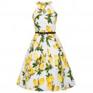 Sexy Halter Dress Women Vintage Summer Dress 50s 60s Rockabilly 2018 Robe Floral Print Sleeveless Su