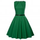 Elegant Retro Vintage 50s Rockabilly Dress Womens Sleeveless Red Green Summer Clothing Ladies Black 