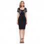 Retro Summer Dresses Women Pencil Bodycon Dress 50s Vintage Dresses Sexy V-neck Short Sleeve Bow Pol