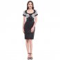 Retro Summer Dresses Women Pencil Bodycon Dress 50s Vintage Dresses Sexy V-neck Short Sleeve Bow Pol