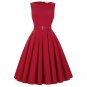 Women Retro Rockabilly Summer Dress 50s 60s Vintage Dresses Tank Sleeve Tunic Party Wiggle Gowns Ves