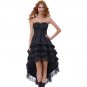 Strapless Dress Black Lace Wiht Belt Lace Up Corset Ruffle High-Low Victorian Gothic Punk Vintage P
