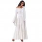Gothic Maxi Dress Women Autumn Winter White Cotton Off Shoulder Wild Punk Street Evening Halloween C