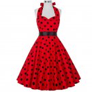 Women Dress Robe Pin Up Rockabilly Vestidos Summer Dresses Plus Size Sexy Halter Audrey Hepburn Cock