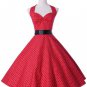 Women Dress Robe Pin Up Rockabilly Vestidos Summer Dresses Plus Size Sexy Halter Audrey Hepburn Cock
