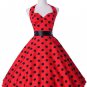 Women Dress Robe Pin Up Rockabilly Vestidos Summer Dresses Plus Size Sexy Halter Audrey Hepburn Cock