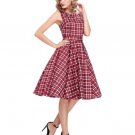 Plaid Dresses Women Summer Dress Vintage 50s 60s Rockabilly Cotton Sleeveless Audrey Hepburn Robe Re