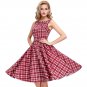 Plaid Dresses Women Summer Dress Vintage 50s 60s Rockabilly Cotton Sleeveless Audrey Hepburn Robe Re