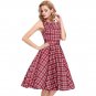 Plaid Dresses Women Summer Dress Vintage 50s 60s Rockabilly Cotton Sleeveless Audrey Hepburn Robe Re