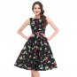Women Dress Black Red Summer Audrey Hepburn 50s 60s Vintage Dresses Vestidos Big Size Rockabilly Par