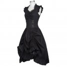 Medieval Dress  Cotton Lace Sleeveless V Neck Corset Ruffle Victorian Gothic Steampunk Vintage Chris