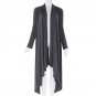 Maxi Jackets Women Black Grey Cotton Asymmetric Long Sleeve Open Stitch Basic Long Coat Spring Autum