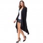 Maxi Jackets Women Black Grey Cotton Asymmetric Long Sleeve Open Stitch Basic Long Coat Spring Autum