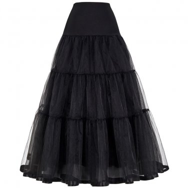 Tulle Skirts Womens Pleated Long Skirt Faldas Black Bridal Wedding Petticoat Midi 2017 Tutu Skirt Sa