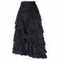 Fashion Black Fluffy Midi Skirts For Women Costume High Low Gothic Pleated Retro Vintage Skirt Saia 