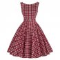 Plaid Dresses Womens Summer Vintage 50s Rockabilly Audrey Hepburn Casual Office Pin Up Dress Retro R