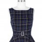 Plaid Dresses Womens Summer Vintage 50s Rockabilly Audrey Hepburn Casual Office Pin Up Dress Retro R