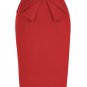 Red Skirts Faldas Women\'s Dashion OL Casual Vintage Retro Solid Color Pencil Skirt Jupe Longue High