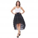 Women Amelia Skirt Steampunk High Low Sexy Black Chiffon saia midi Ruffle Lace Cake Skirt Gothic Wom