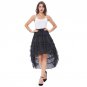 Women Amelia Skirt Steampunk High Low Sexy Black Chiffon saia midi Ruffle Lace Cake Skirt Gothic Wom