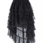 Women Amelia Skirt Steampunk High Low Sexy Black Chiffon saia midi Ruffle Lace Cake Skirt Gothic Wom