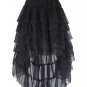 Women Amelia Skirt Steampunk High Low Sexy Black Chiffon saia midi Ruffle Lace Cake Skirt Gothic Wom