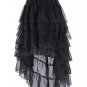 Women Amelia Skirt Steampunk High Low Sexy Black Chiffon saia midi Ruffle Lace Cake Skirt Gothic Wom