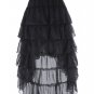 Women Amelia Skirt Steampunk High Low Sexy Black Chiffon saia midi Ruffle Lace Cake Skirt Gothic Wom